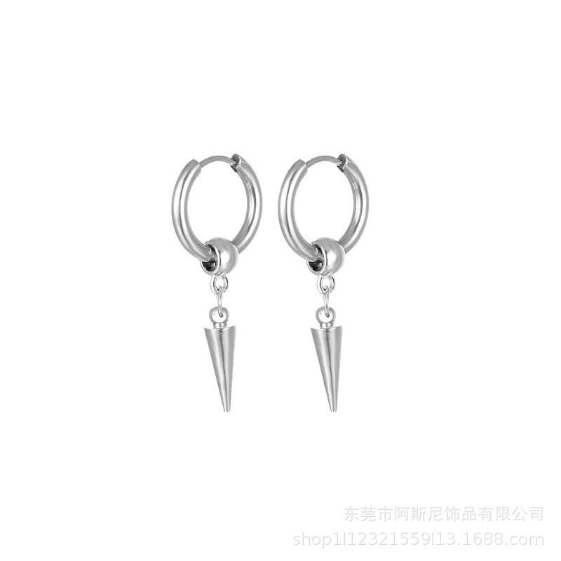 Stainless Steel Cone Pendant Hip-Hop Earrings