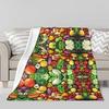 Fresh Lemons Throw Blanket Fruits Vegetables Theme Flannel Blanket Super Soft Lightweight Blanket for Bed Sofa Couch Living Room