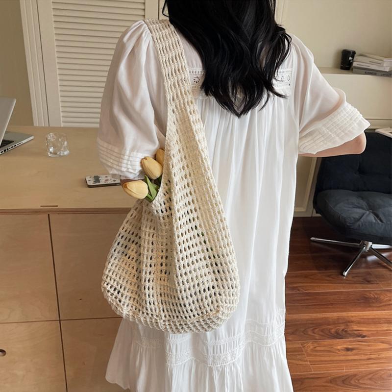 Creative Large Capacity Shoulder Bags Casual Simple Handbags Vintage Multifunctional Woven Shopping Tote Beach Bag
