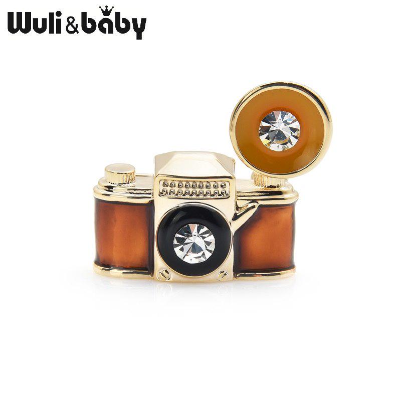 Buy Wuli&baby Retro Brown Enamel Camera Brooches Women Men Metal Party