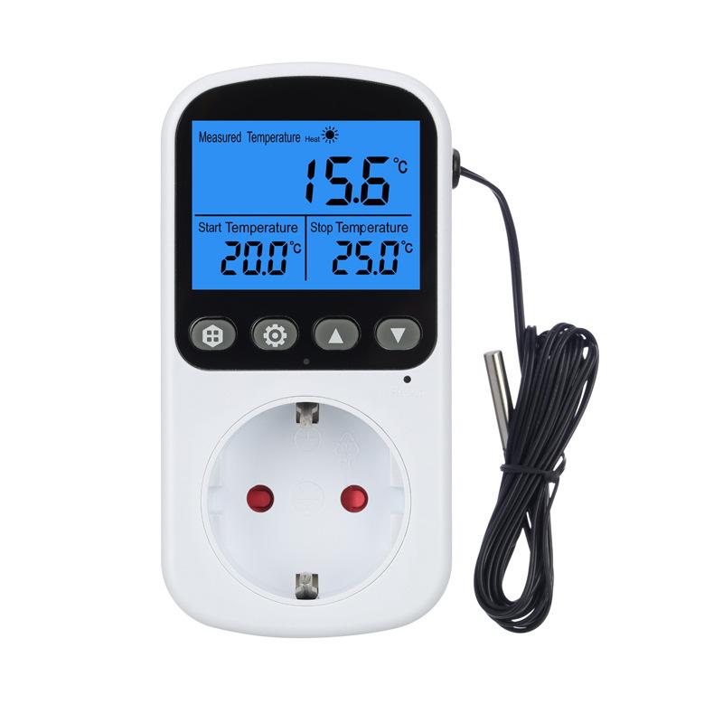 Digital EU Plug Temperature Controller Socket Outlet Thermostat With Timer Sensor Probe Heating Cooling Switch Backlight