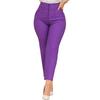 Women Pencil Pants Solid Color High Waist Straight Leg Fit Long Trousers