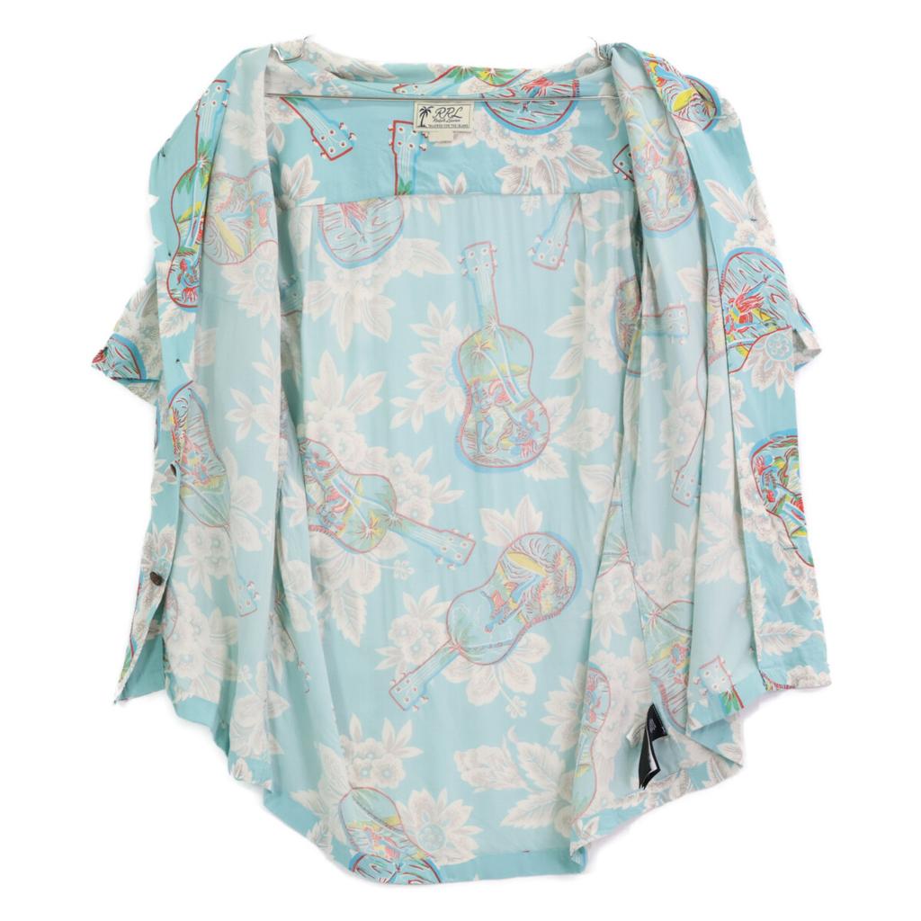RRL Blue Cotton Camp Hawaiian Shirt Tops M Light blueUsed