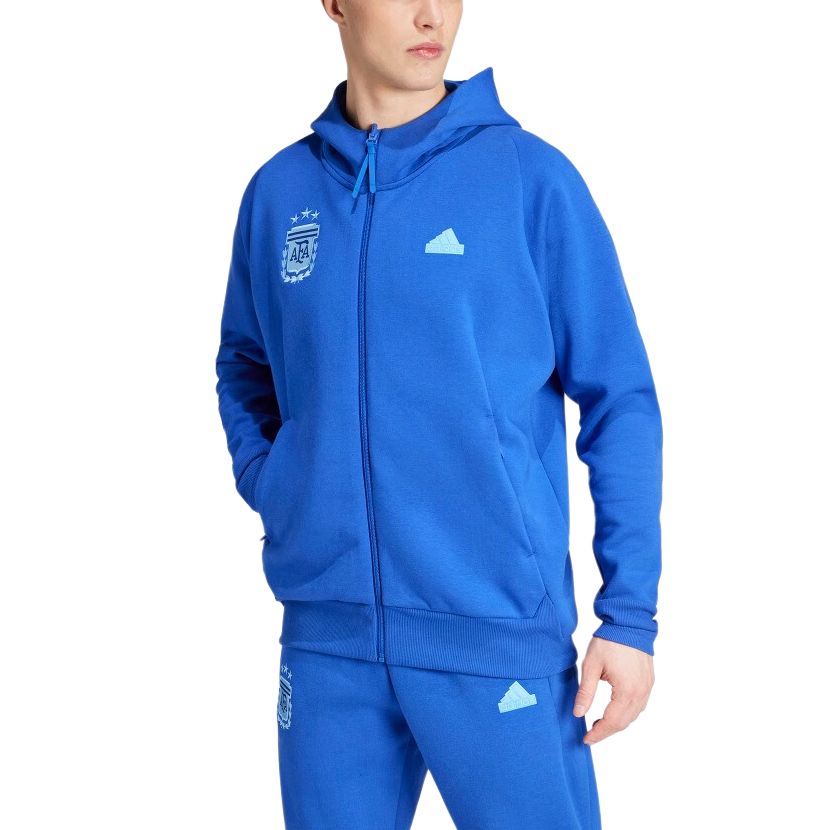 adidas Argentina National Team Men's Football Full-Zip Hooded Jacket Blue IU2153