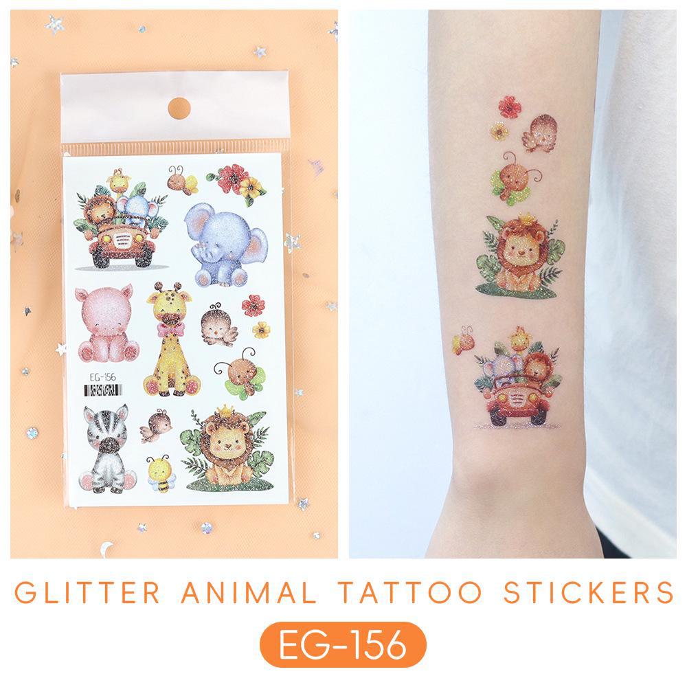 2023 Ruikalong Vandeniui atsparūs blizgantys jūrų gyvūnų animacinių filmukų tatuiruočių lipdukai vaikams