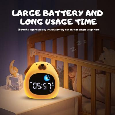 Animal-Shape Sleep Training Clock Light Adjustable Touch Night Light Alarm Clock  Toddler