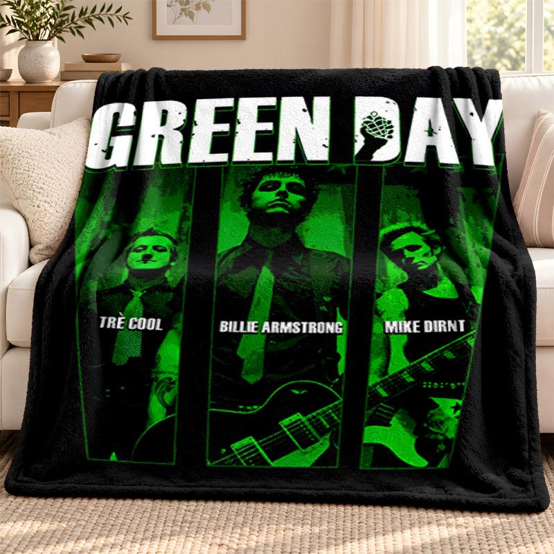 Green day blanket Flannel Blanket Soft Cozy Plush Throw for Sofa Bed Lightweight Home Decoration Outdoor camping