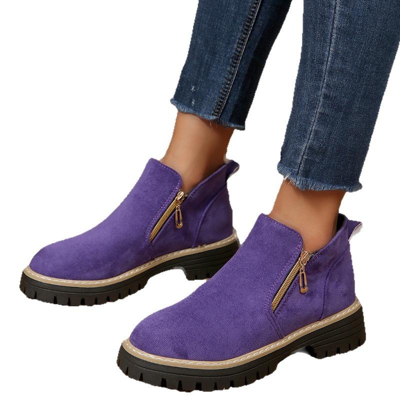 Large size casual short boots for women's autumn and winter new high-top casual side zipper fashion short boots for women