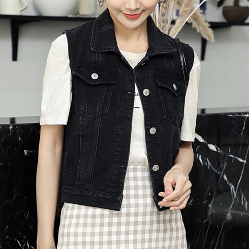 Buy Womens Black Denim Waistcoat Biker 