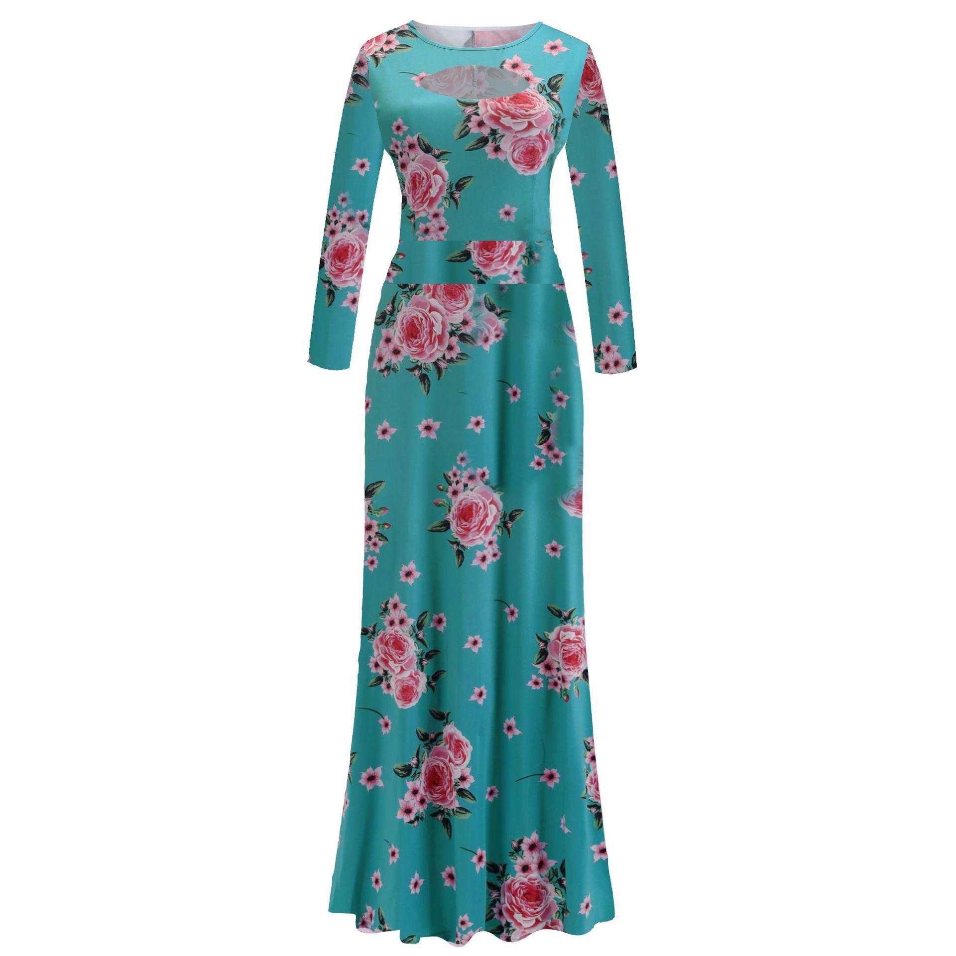 

Лоскутное длинное платье с цветочным принтом, женские богемные осенние макси-платья с длинными рукавами и длинными рукавами 5XL