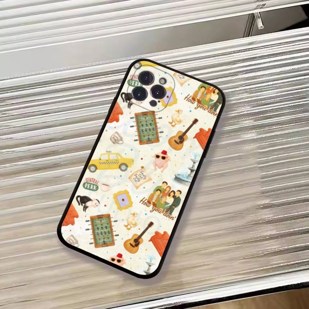 Hot TV Show F-Friends Phone Case For iPhone 17,16,15,14,13,12,11 Plus,Pro Max,XS,Soft Black Cover