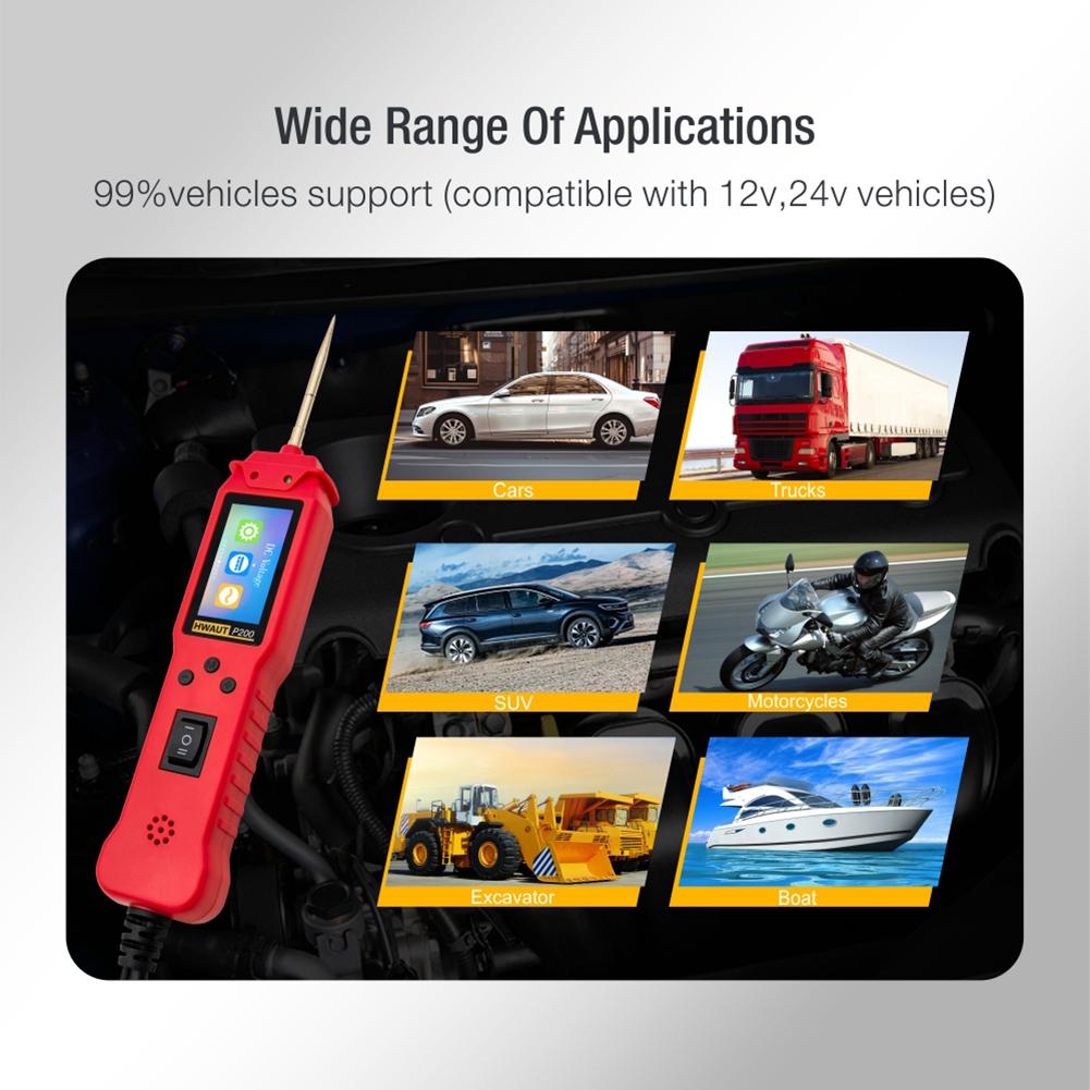12 24V Automotive Circuit Tester Power Circuit Probe Electrical Tester 2M Cable Probe Pen Car Tester Voltage Resistant Tester