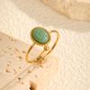 Chic Oval Light Blue Cat Eye Opening Ring,Gold Color Women's Stainless Steel Rings,Trendy Jewelry Mother's Day Gift