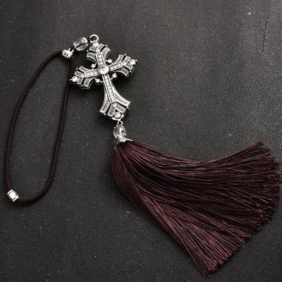 Car Pendant Rhinestone Cross Jesus Christian Car Rear View Mirror Hanging Pendant Car Decor Accessories Supplies Products