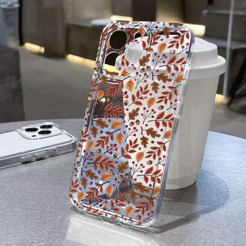 

Autumn Warm Maple Leaf Print Phone Case for iPhone 17 16 15 14 13 12 11 16E Series Pro Max Plus Double Layer Protection iphone 17 Pro