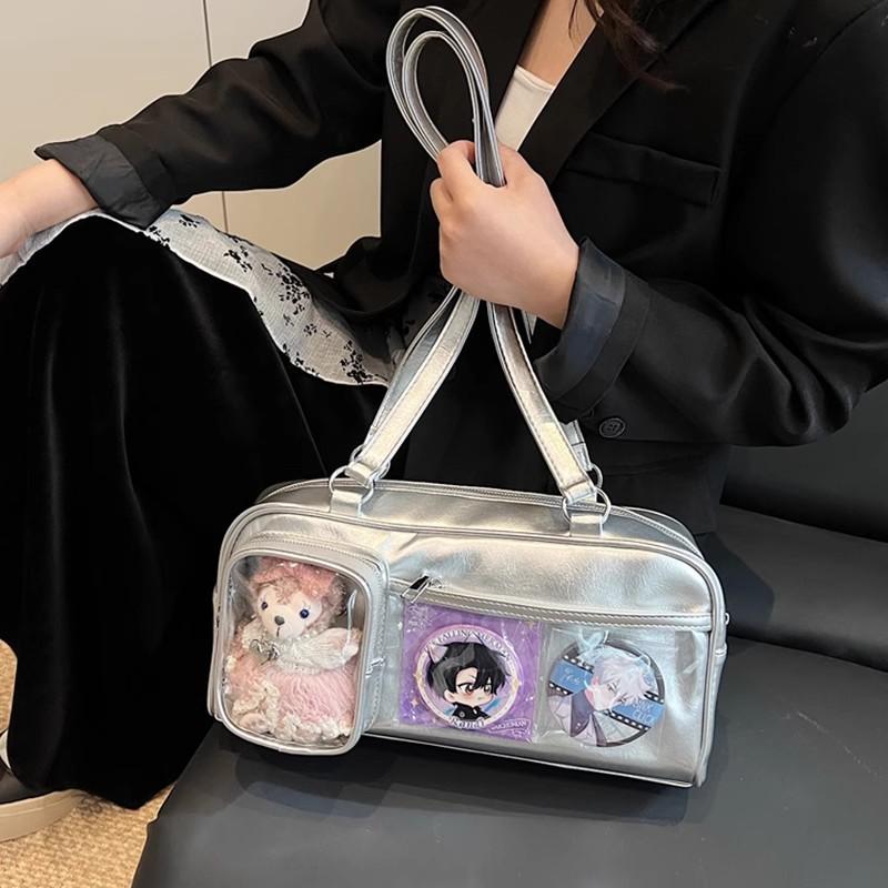 Transparent Vintage Commuter Bag Women's Large Capacity New Popular Versatile One Shoulder Handbag Doll Anime