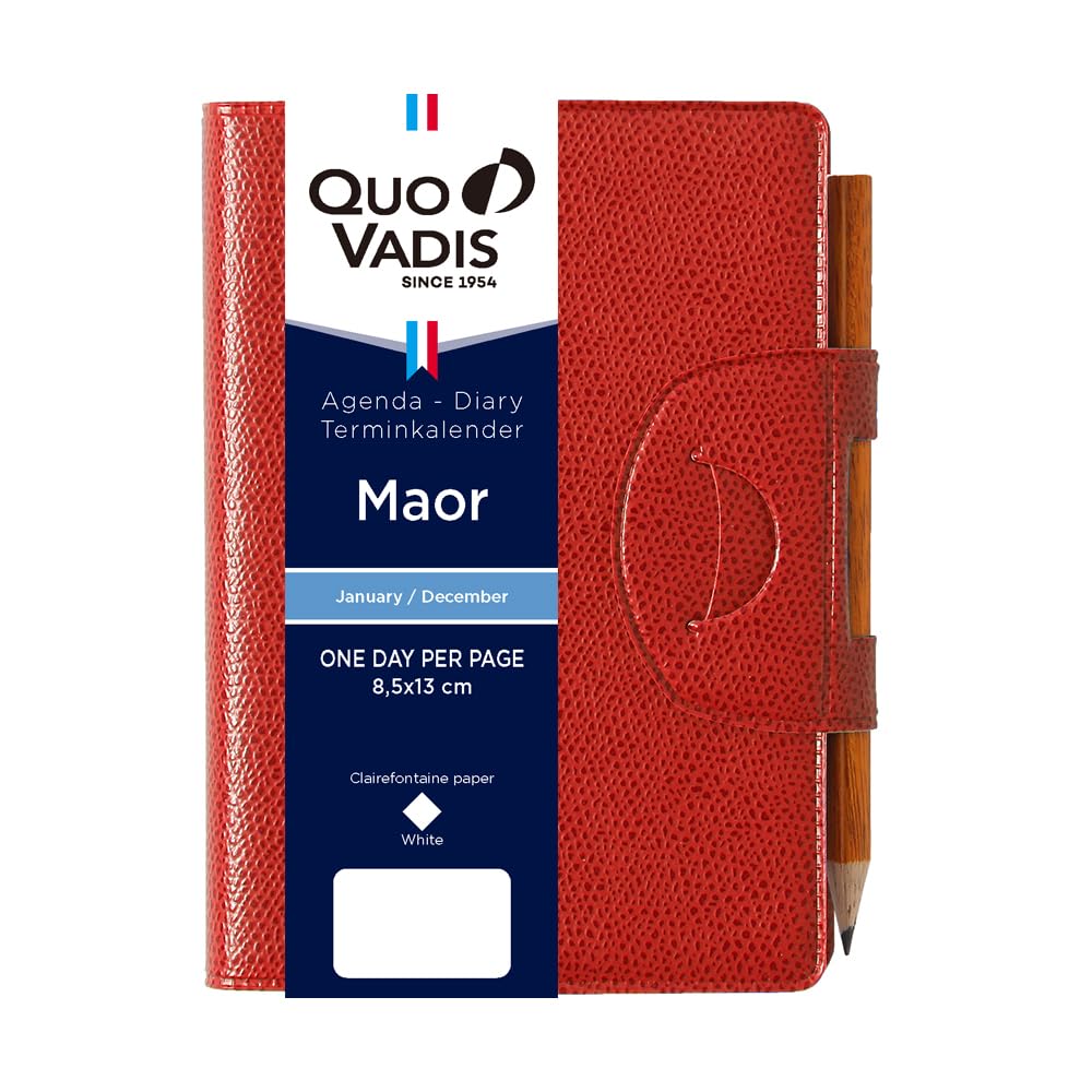 

QUOVADIS 2026 Diary Mao/Unpara (1 Page Per Day, January Start, B7 Variant 8.5x13cm, 6-Language) red qv28301rd красный