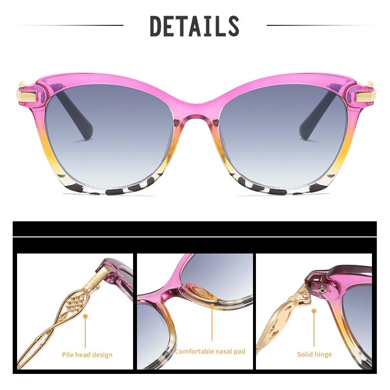 2026 Trend Vintage Cat-Eye Sunglasses: Black Frame with Decorative Gold Accents, Classic Design for Beach & Fashion Outfits