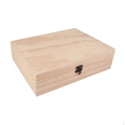 Unfinished Wooden Box Keepsake Multipurpose Jewelry Organizer with Hinged Lid for DIY Party