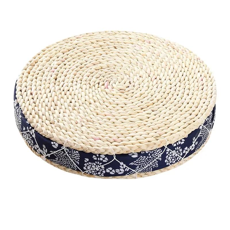 

Handmade Straw Tea Ceremony Worship Buddha Cushion Round Shape Floor Cushions Bay Window Tea Balcony Japanese Tatami Mat Yoga 30x30x6cm