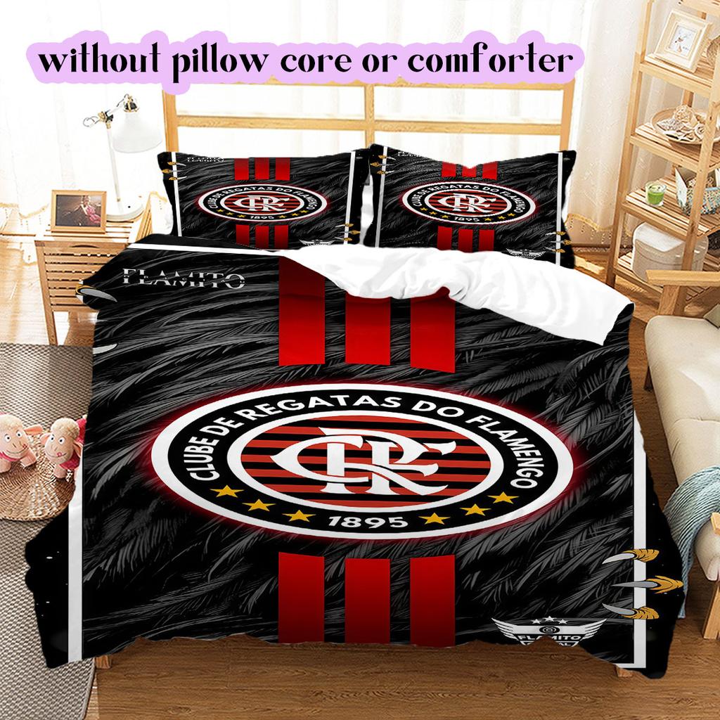 Flamengo football soccer Pattern Bedding,Quilt Set Quilt Cover Pillowcase Home Birthday Gift (1*duvet cover+2*pillowcase,without core)