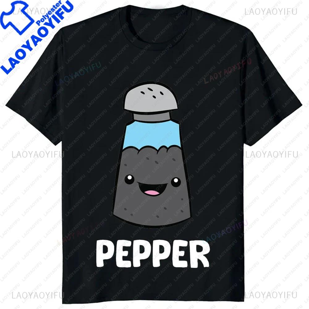Salt Costume Matching Pepper and Salt Couple T-Shirt Casual Streetwear Fashion Hip Hop Tshirt Kawaii Cartoon Y2k Tees