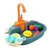 Cartoon Cow Electric Faucet Toy Kitchen Set with Sink, Stove, and Play Fruits & Vegetables