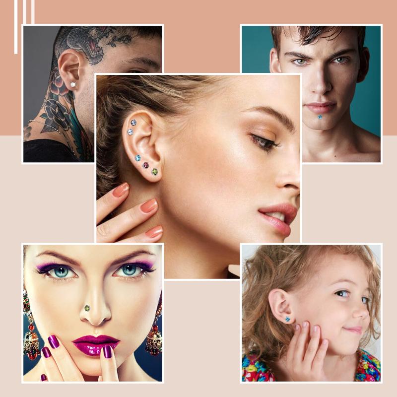 10 Pcs Ear Piercing Kit Disposable Ear Piercing Tool Set Crown Zircon Series Stud Earrings For Home