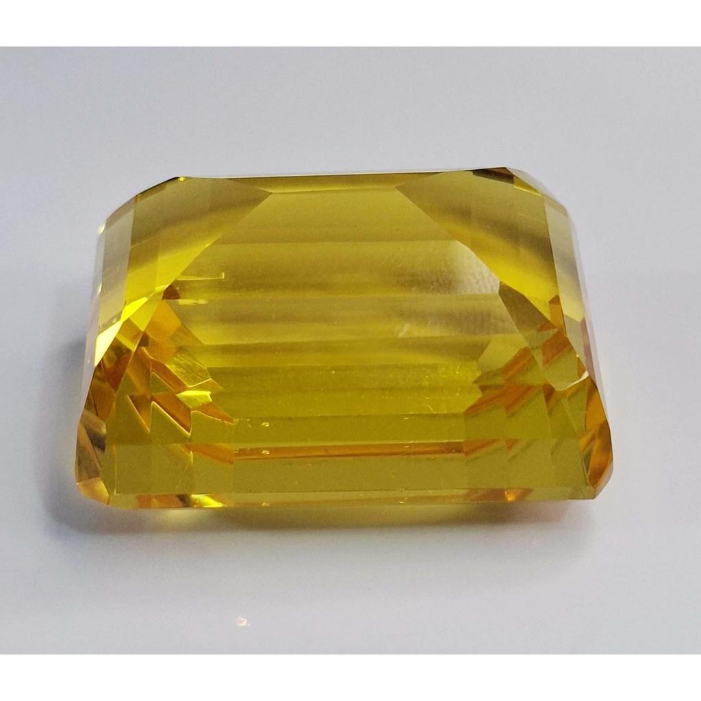 Stunning Yellow Topaz Lab Created Emerald Cut 115-117 Ct Certified Gemstone