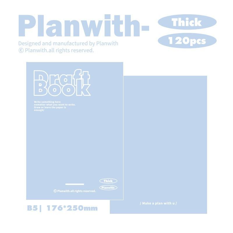 Planwith Friends Project Thick Series Draft Book, Blank Inner Page Flat Spread Draft Book Student Notebook