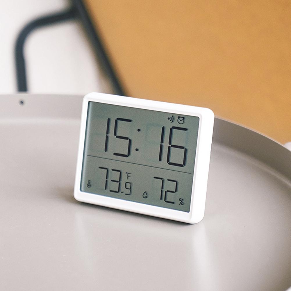 Lcd Digital Alarm Clock Large Screen Displays Multi-functional Magnetic Design Thermometer Meter Humidity Monitor