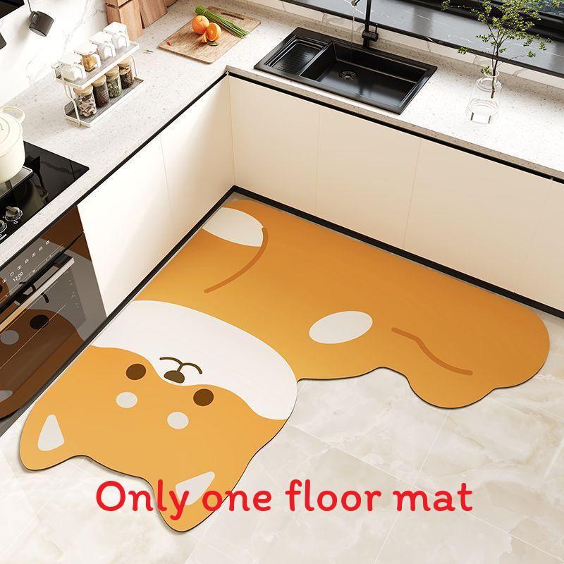 Cartoon Animal Kitchen Mat With Water Absorption Nonslip Silicone Diatom Mud For Home And Cooking Use