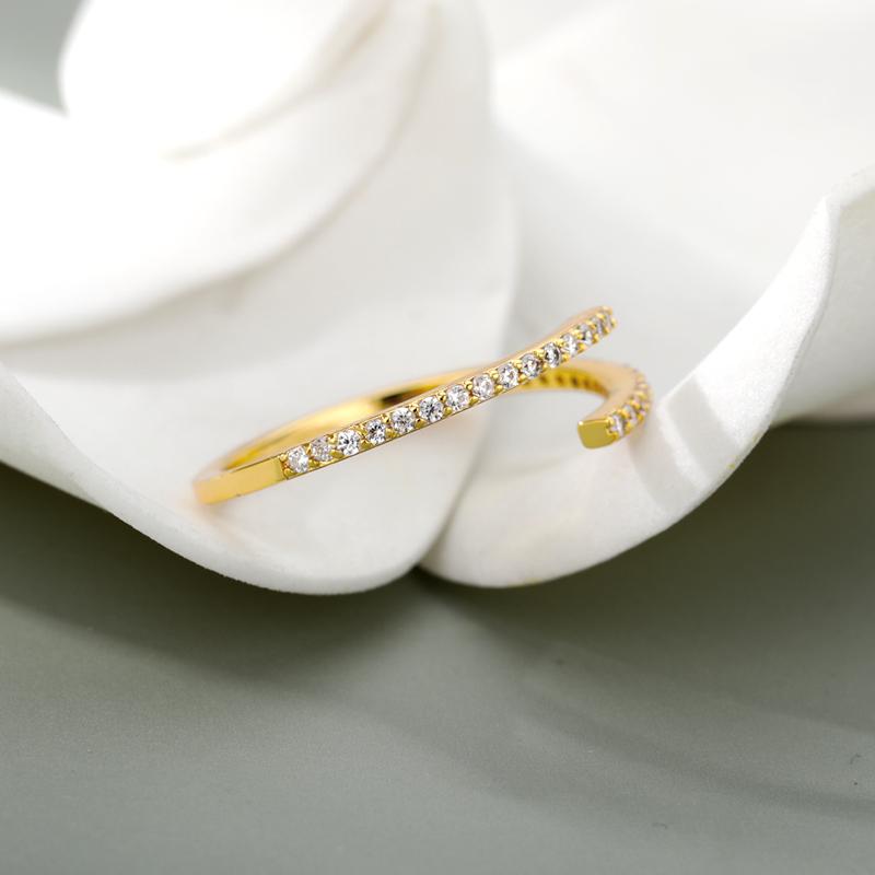 Simple Shiny Zircon Opening Adjustable Rings For Women Double Layer Luxury Engagement Wedding Ring Femme Luxury Jewelry Gift