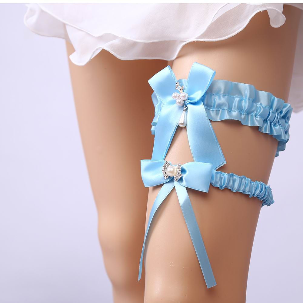 2pcs/set Wedding Garter Navy Blue Embroidery Flower Sexy Garters for Women/Female Bridal Thigh Ring Bridal Leg Garter