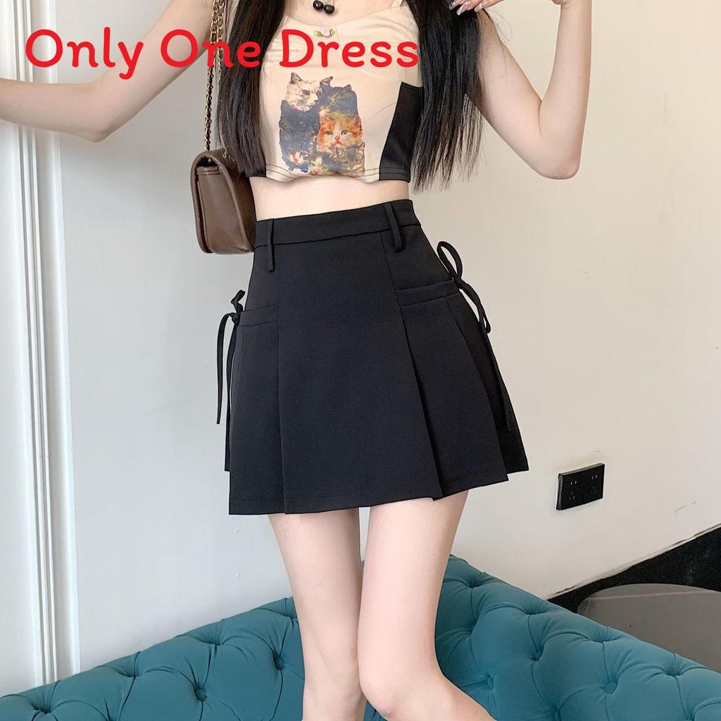 Polyester Pleated Mini Skirt For Women With High Waist And Tie Detail For Casual Summer Wear
