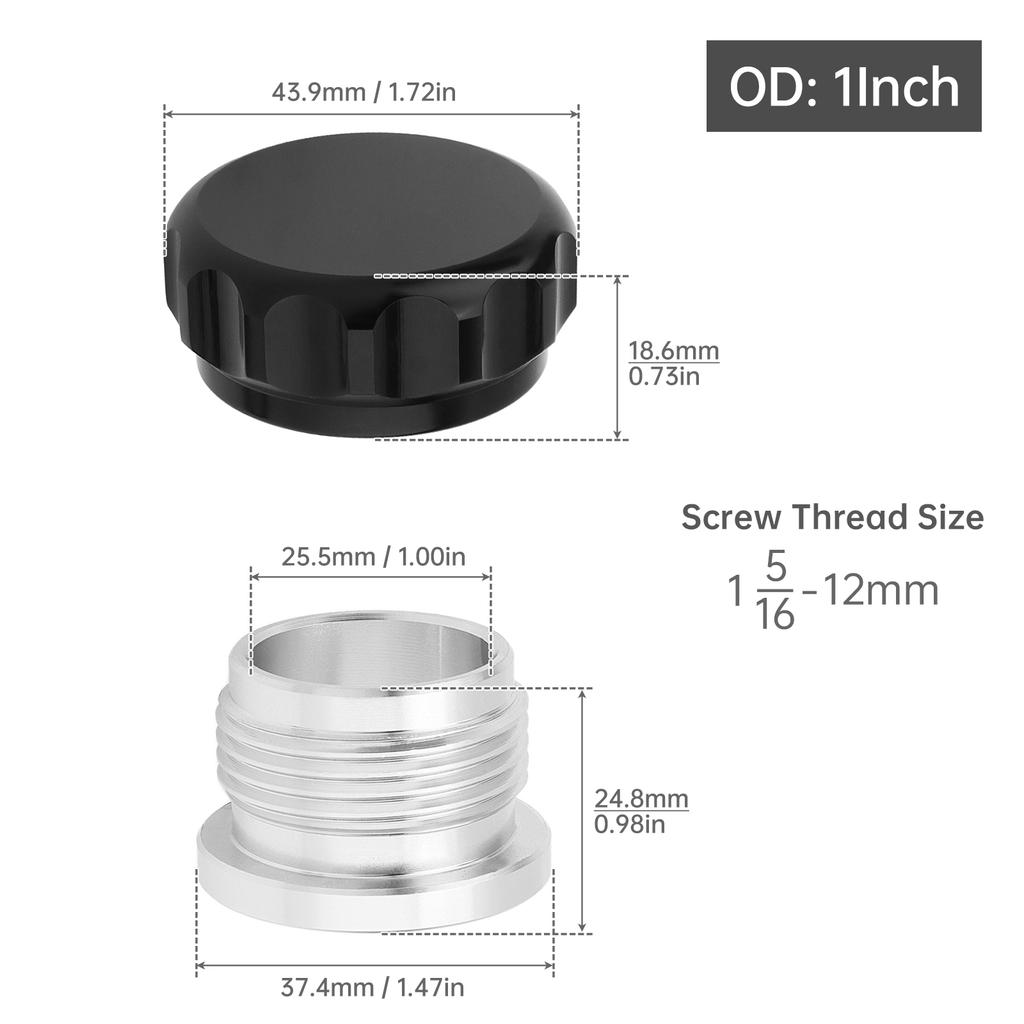 Universal 1.5 Inch Aluminum Alloy Weld Billet Filler Neck Cap for Fuel Water Oil Tank Black
