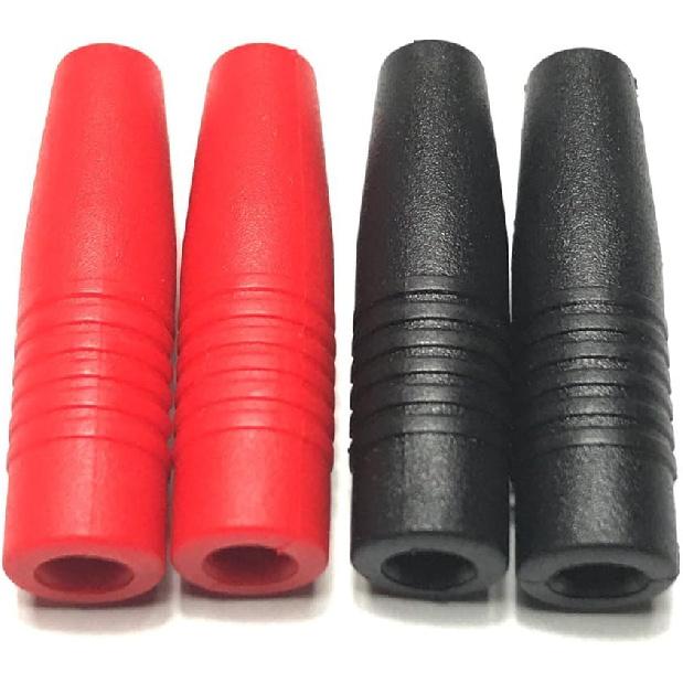 CESS Insulated Female 4mm Banana Plugs Jack Socket Adapter Solder Type for Non-Insulated Male Banana Plug Cable Connector, Black and Red, 2 Pairs