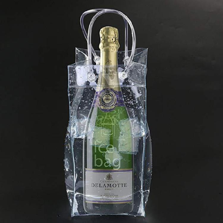 3PCs Portable Clear PVC Coolers Sleeves for Bottles Waterproof Ice Wine Bag with Handle Perfect for Travel and Gifting