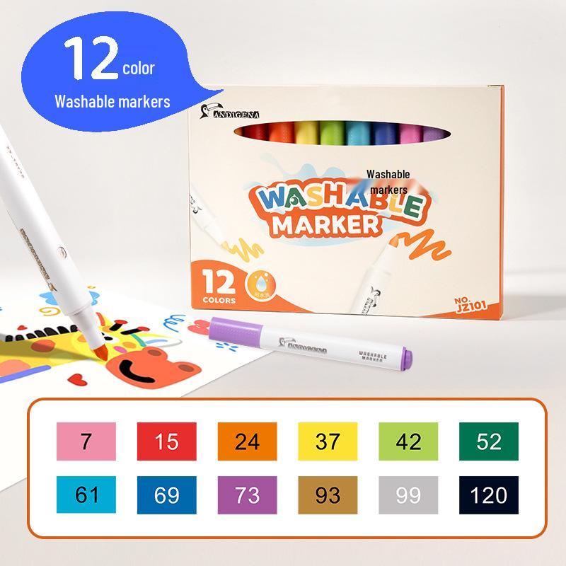 

Kids Washable Quick-Dry Marker Set: Non-Smudging, Bright Colors with Portable Storage Bag