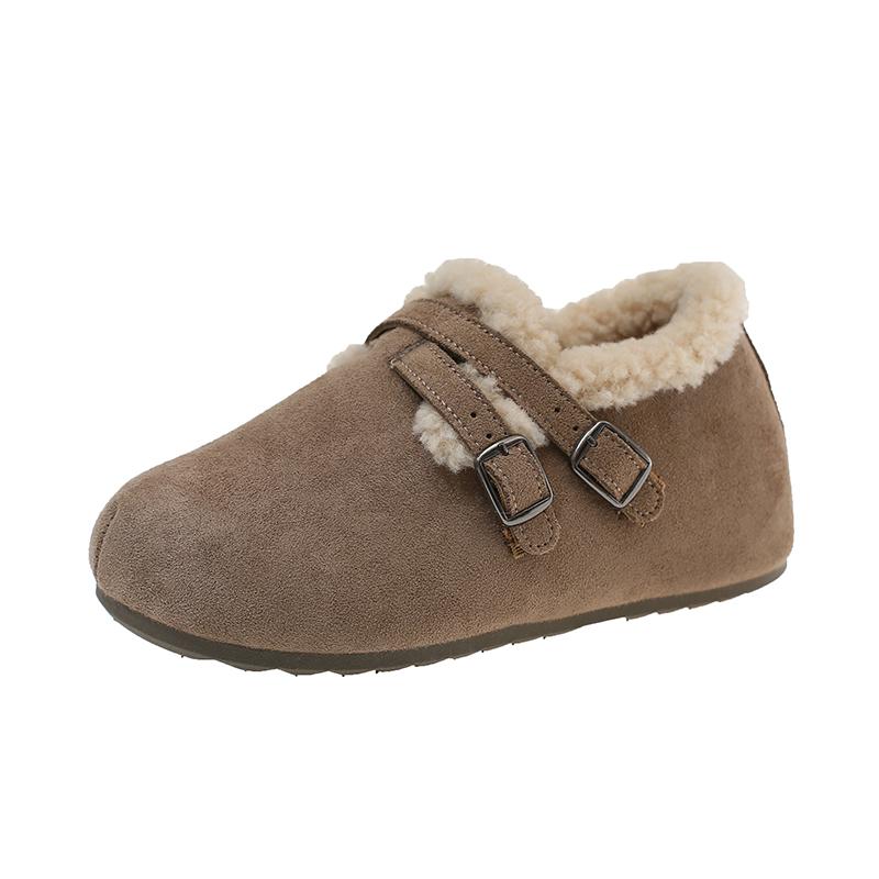 Metal Buckle Snow Boots Winter New Round Toe Deep Mouth Wool Warm Short Cotton Shoes