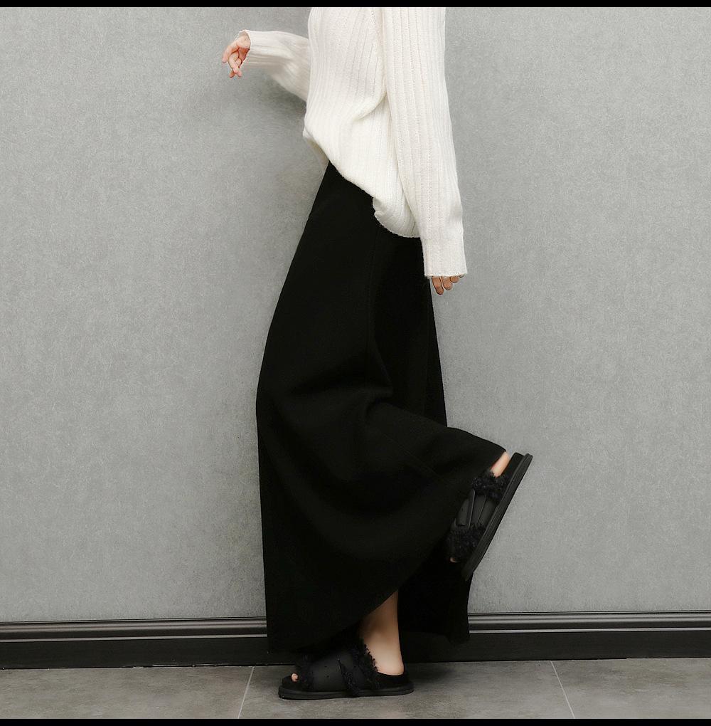 Women s Off-White Winter Knitted High-Waist A-Line Skirt Medium чёрный