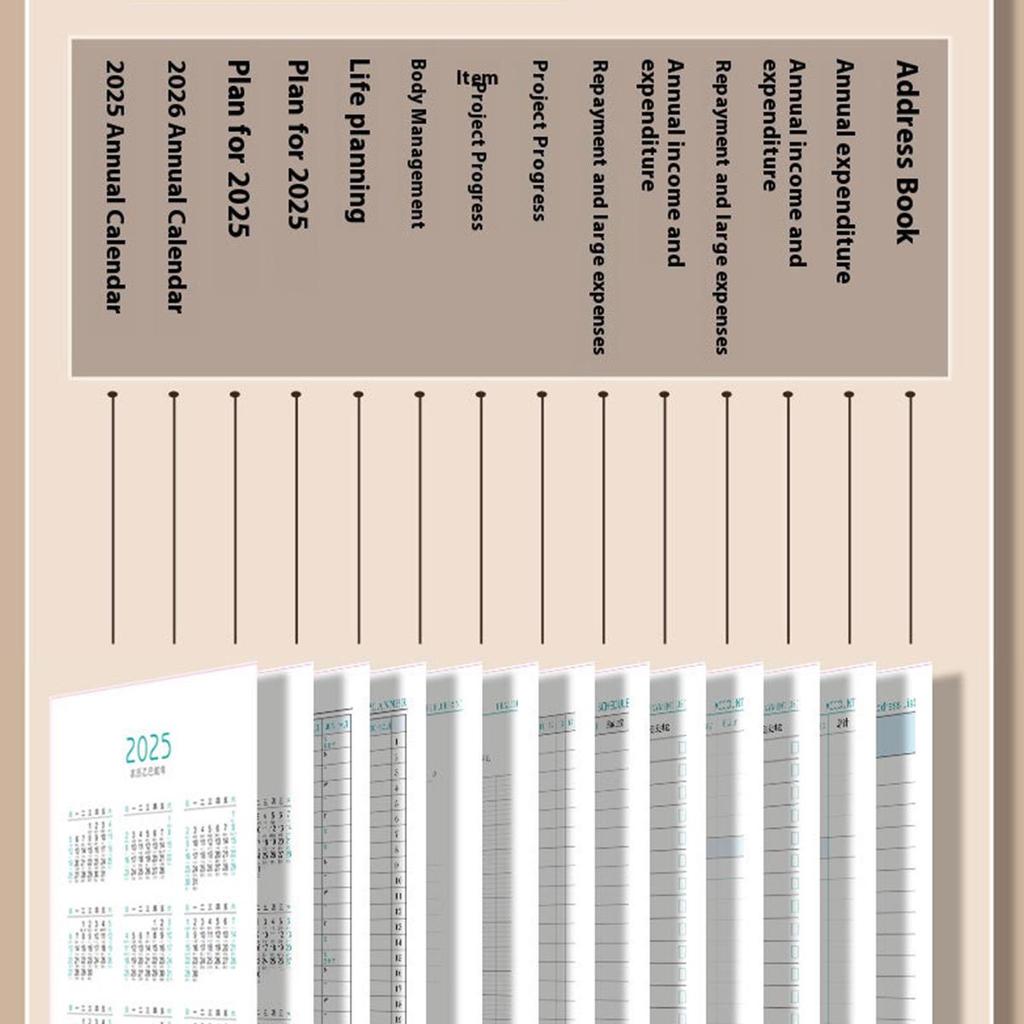 A5 Leather 2025 Business Schedule, Student Daily Planner, 365-day Record Book, Notepad, Memo, 200 Sheets, 400 Pages