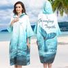 2025 Quick-Dry Hooded Swim Poncho with Zipper - Portable Bathrobe and Beach Towel