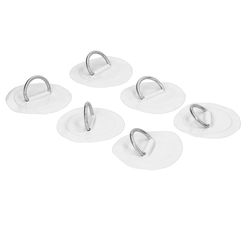 6 Stück Aufblasbares Boot Kajak D-Ring Pad Patch Marine Feste Schnalle mit Elastischer Bungee-Kordel(Weiß )