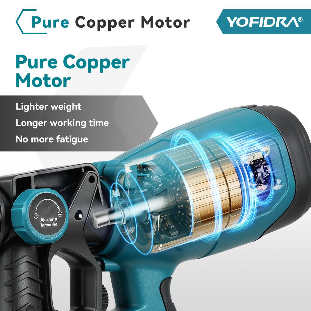 Yofidra 1000ML Electric Spray Paint Gun Home Cordless Sprayer Auto Furniture Steel Coating Airbrush For Makita 21V Battery Pin
