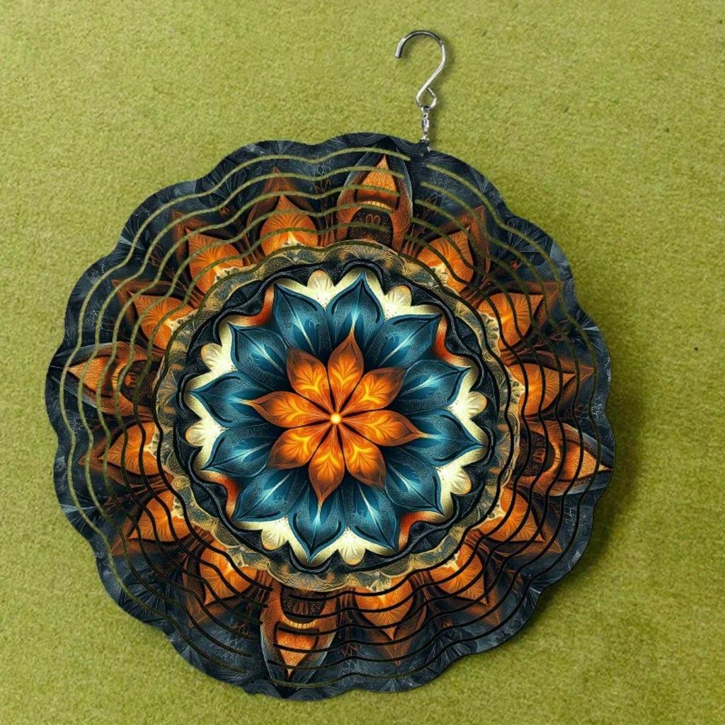 10palcová závěsná zvonkohra s mandalovým květinovým vzorem, dynamický umělecký design, 360stupňový háček pro jaro léto, dekorace na balkon, trávník, dárek s vysokým vkusem