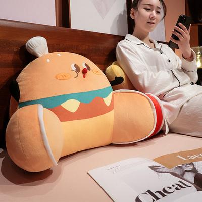 Cartoon-Burger Pommes Lendenstütze Mädchen Nachttischkissen Taillenschutz Weiche Tasche Schlafsaalbett Handy spielen Lesekissen Kissen
