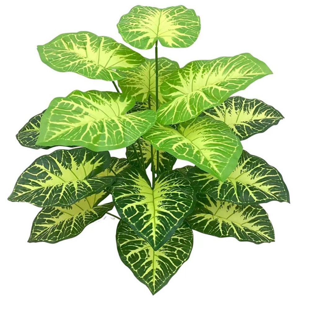 18 Leaves Artificial Tropical Taro Leaf Lifelike Green Taro Leaves  Office Desktop Decoration