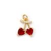 1 Piece Brass Charms 18K Gold Plated Red Cherry Fruit Cubic Zirconia Pendants For Necklace Bracelet Earrings Jewelry Making