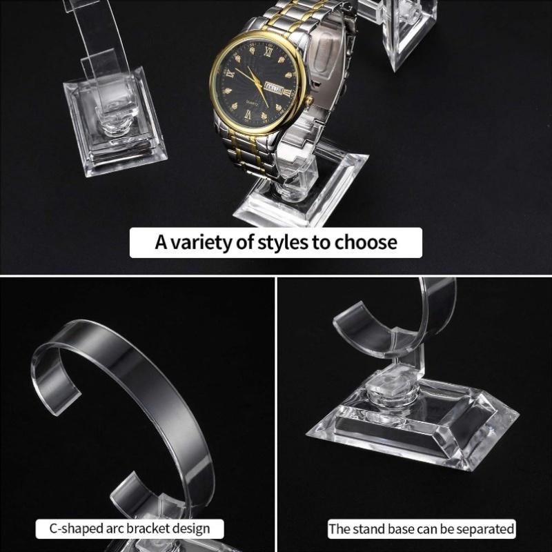 12/20pcs Watch Display Stand Holder Clear Plastic Round Transparent Bracelet Stand Multipurpose Tabletop Watch Jewelry Organizer